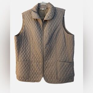 Talbots Beige Quilted Lightweight Zip Vest | Size XL